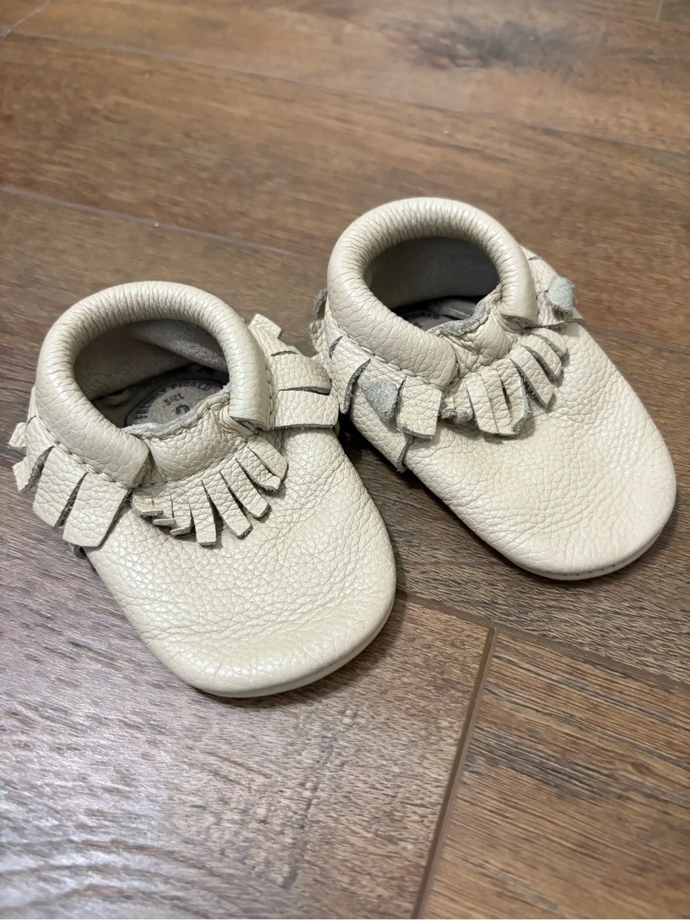 Freshly Picked Baby Moccasins Size 2 Cream Taupe Fringe Soft Sole